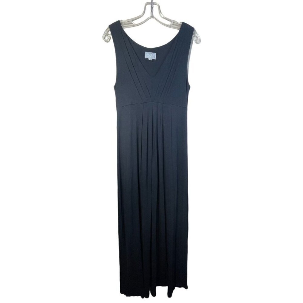 Pure Collection Women Maxi Dress Sleeveless Black Long Sleeveless V Neck Sz US 4